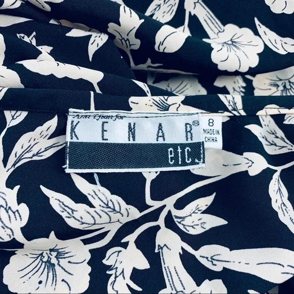 Vintage Black and Cream Floral Solid Maxi Skirt - Picture 3 of 3